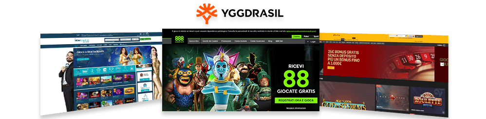 Homepage di alcuni dei migliori casinò in cui troverete giochi a firma Yggdrasil.